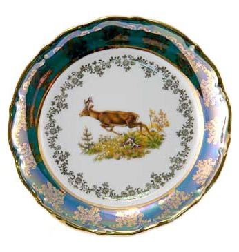 Тарелка 25 см 1 шт  Royal Czech Porcelain &quot;Мария-Тереза /Охота зеленая&quot; / 203452