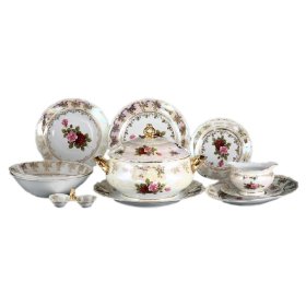 Столовый сервиз на 6 персон 25 предметов Bohemia Porcelan Moritz Zdekauer 1810 s.r.o. "Офелия /Роза перламутр" / 054089