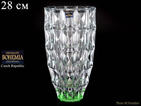 Ваза для цветов 28 см  Crystalite Bohemia &quot;Диаманд /Зелёное дно&quot; / 075747