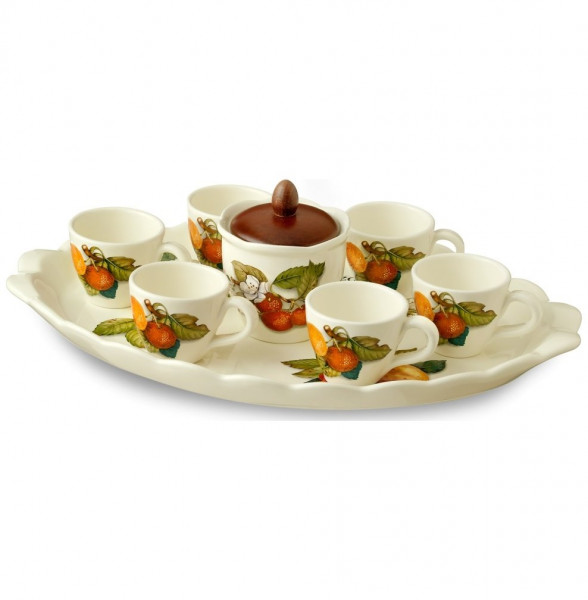 Кофейный набор на 6 персон 9 предметов  Artigianato Ceramico by Caroline &quot;Artigianato ceramico /Груша&quot; / 149419