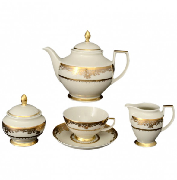 Чайный сервиз на 6 персон 15 предметов  Falkenporzellan &quot;Золотое вдохновение /СК&quot; / 043639