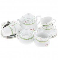 Чайный сервиз на 6 персон 15 предметов  Thun "Менуэт /Роза /зеленая отводка" / 159282