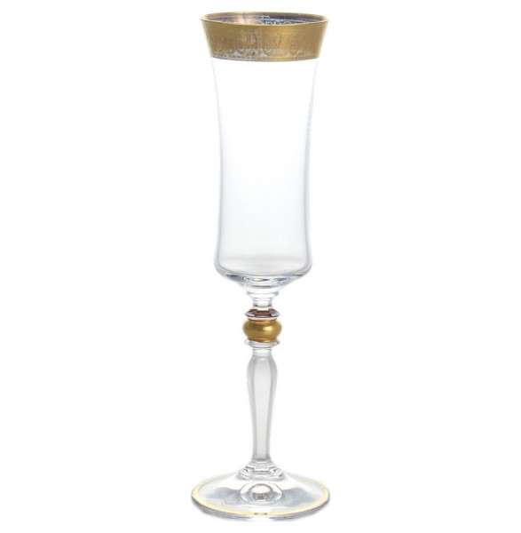 Бокалы для шампанского 190 мл 6 шт  Crystalex CZ s.r.o. &quot;Грация /Золотой цветочный кант&quot; V-D / 128472