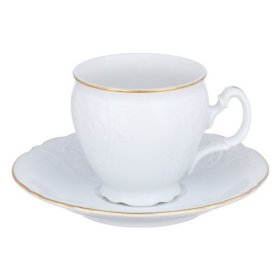 Набор чайных пар 240 мл 6 шт высокие н/н  Thun &quot;Бернадотт /Отводка золото&quot; / 006026