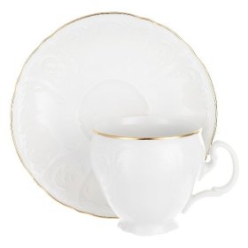 Набор чайных пар 240 мл 6 шт высокие н/н  Thun &quot;Бернадотт /Отводка золото&quot; / 006026