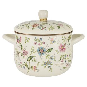 Кастрюля 20 см с крышкой эмалированная молочная 4,3 л  Ejiry "Цветы /Прованс" / 365366