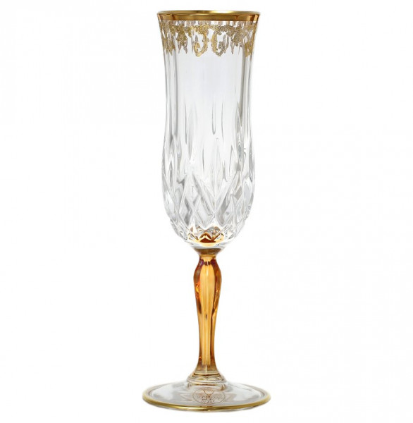 Бокалы для шампанского 6 шт  RCR Cristalleria Italiana SpA &quot;Timon /Опера золото&quot; янтарная ножка / 128274