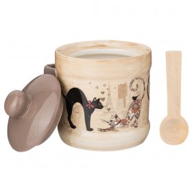 Сахарница 300 мл с ложкой  Agness &quot;Парижские коты&quot; / 244643