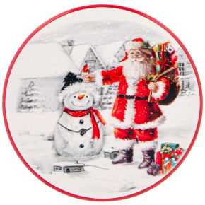 Подставка под горячее 11 см  Agness "С новым годом! /Санта Клаус и снеговик" / 331384