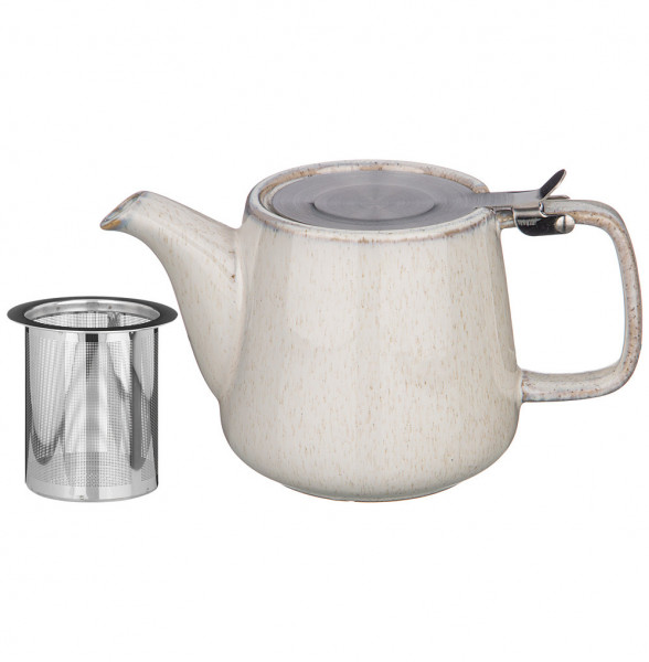 Заварочный чайник 500 мл с металлическим ситечком и крышкой светло-серый  Bronco &quot;Luster&quot; / 228665