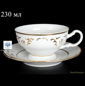 Набор чайных пар 230 мл 6 шт низкие  Bohemia Porcelan Moritz Zdekauer 1810 s.r.o. &quot;Лиана /Золотые штрихи&quot; / 050976