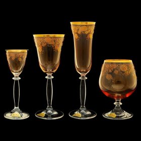 Бокалы для шампанского 180 мл 6 шт  Rona &quot;Миранда /Амбер с золотыми колокольчиками&quot; / 018454