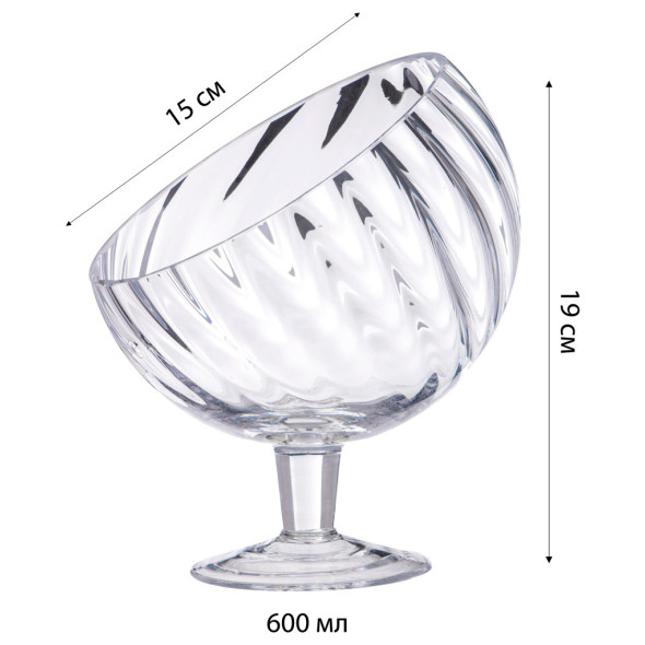 Конфетница 14,5 x 22 см н/н  Alegre Glass &quot;Sencam /Скошенный край&quot; / 313801