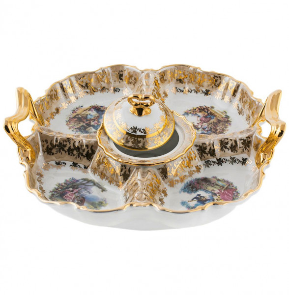 Менажница 33 см 5-ти секционная  Royal Czech Porcelain &quot;Мария-Тереза /Барокко бежевое&quot; / 203428