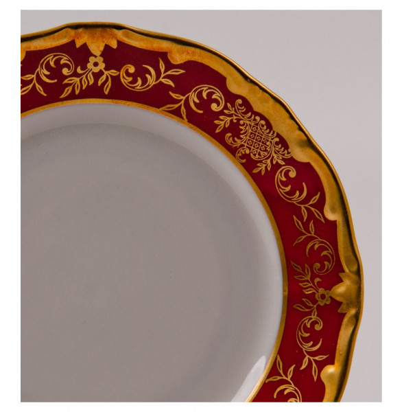 Набор тарелок 15 см 6 шт  Weimar Porzellan &quot;Ювел /Красный с золотым узором&quot; / 002204