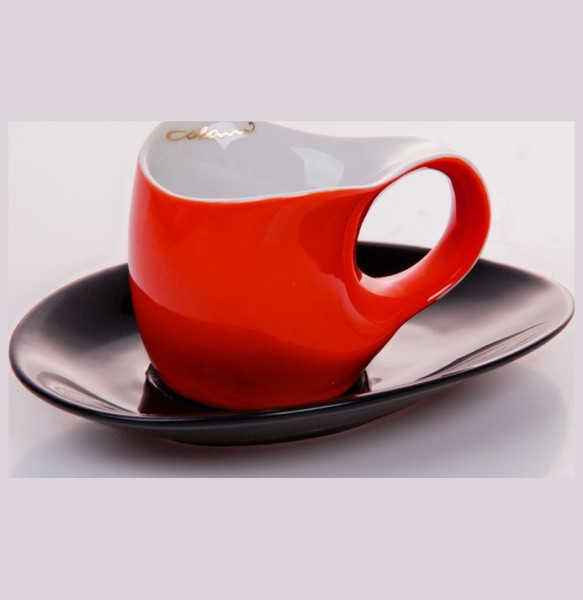 Набор кофейных пар 2 шт экспрессо  Weimar Porzellan &quot;Colani&quot; красные с чёрным  / 049606