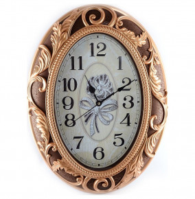Часы настенные овальные коричневые "Royal Classics /С золотым узором" / 155206