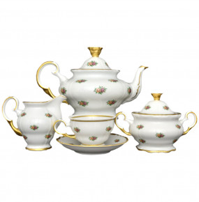 Чайный сервиз на 6 персон 15 предметов  Bohemia Porcelan Moritz Zdekauer 1810 s.r.o. "Анжелика /Маленькие розочки" / 027609