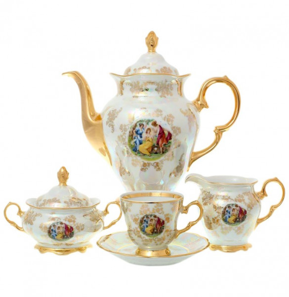 Кофейный сервиз на 6 персон 17 предметов  Sterne porcelan &quot;Фредерика /Мадонна перламутр&quot; / 139135