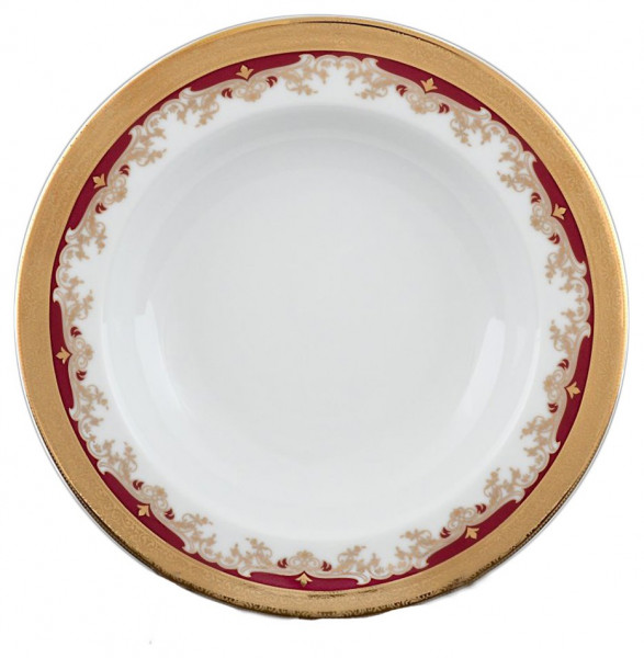 Набор тарелок 22 см 6 шт глубокие  Thun &quot;Кристина /Лилии на красном&quot; / 056213