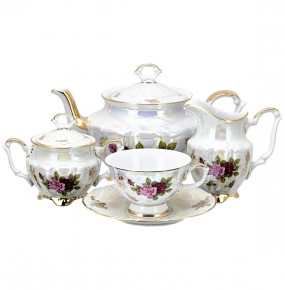 Чайный сервиз на 6 персон 15 предметов  Bavarian Porcelain "Мария-Тереза /Роза перламутровая" / 262883