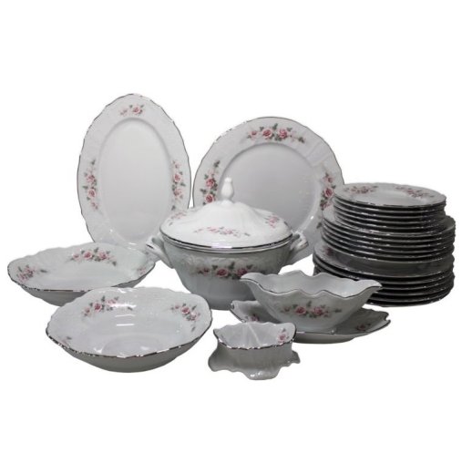 Столовый сервиз на 6 персон 26 предметов  Thun "Бернадотт /Серая роза /платина" / 006427 — 