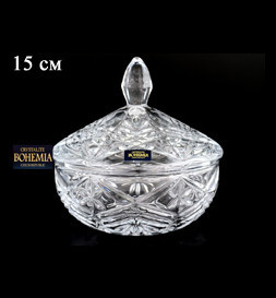 Ваза для конфет 15 см с крышкой  Crystalite Bohemia &quot;Tаурус /Без декора&quot; / 075300