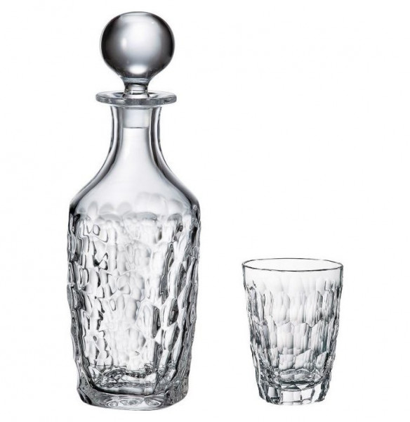 Набор для виски 7 предметов (графин 750 мл + 6 стаканов по 290 мл)  Crystalite Bohemia &quot;Мраморные шарики /Без декора&quot; / 153901