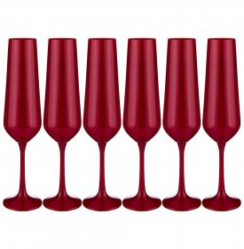Бокалы для шампанского 200 мл 6 шт  Crystalex CZ s.r.o. &quot;Сандра /Красные&quot;  / 202988