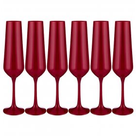 Бокалы для шампанского 200 мл 6 шт Crystalex CZ s.r.o. "Сандра /Красные" / 202988