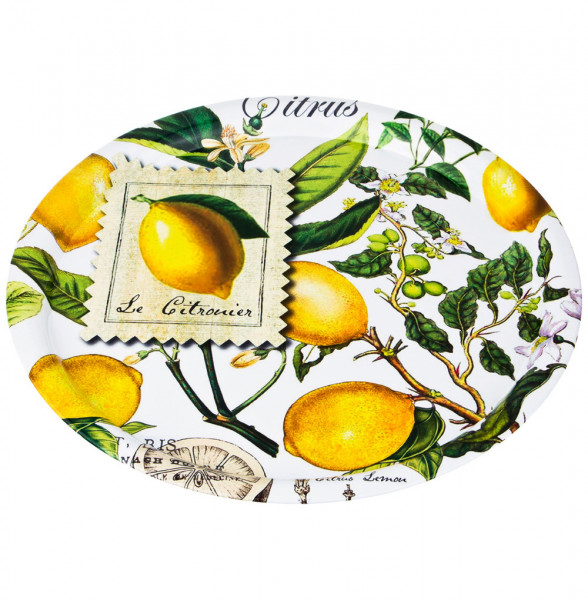 Поднос сервировочный 40 х 2 см круглый &quot;Agness /Итальянские лимоны&quot; / 195966