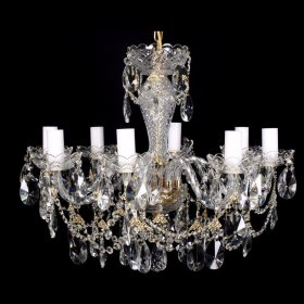 Люстра 8 рожковая белые плафоны /хрусталь  Bydzov &quot;Биджов&quot; / 004323