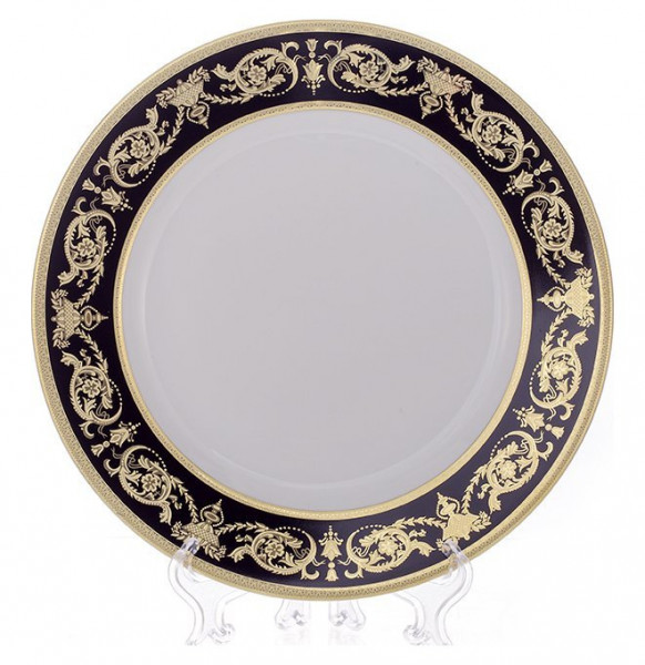 Набор тарелок 21 см 6 шт  Bavarian Porcelain &quot;Александрия /Золотой узор на чёрном&quot; / 113491
