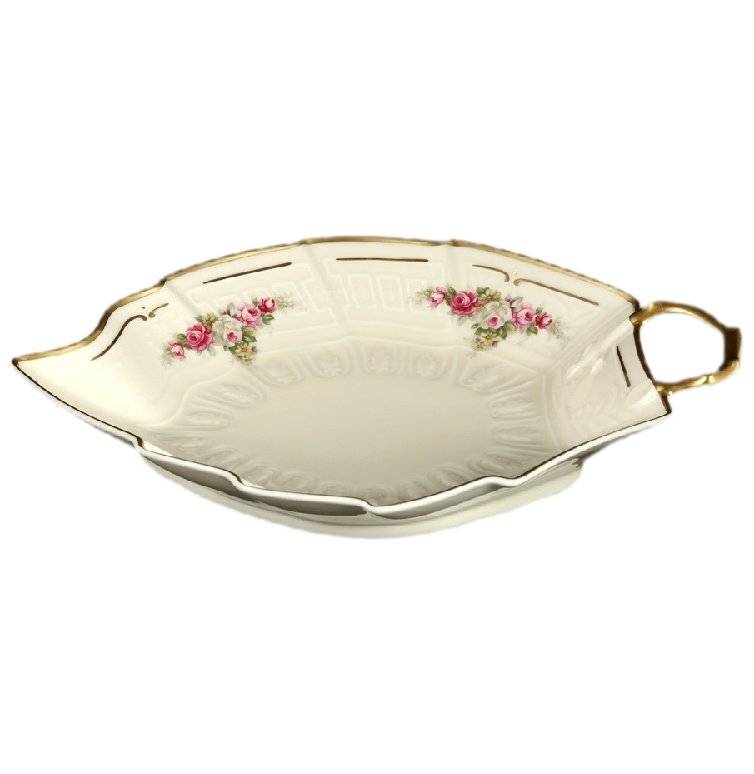 Блюдо 24 см лист  Bohemia Porcelan Moritz Zdekauer 1810 s.r.o. "Анжелика /Розовая нежность /СК" / 066307 в Санкт-Петербурге