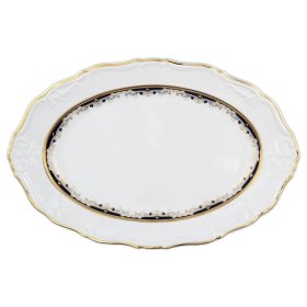 Блюдо 34 см овальное  Thun &quot;Мария-Луиза /Лилии на синем&quot; / 056394