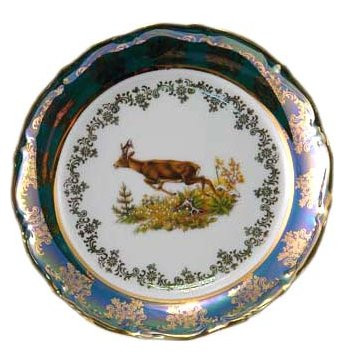 Тарелка 24 см 1 шт глубокая  Royal Czech Porcelain &quot;Мария-Тереза /Охота зеленая&quot; / 204927