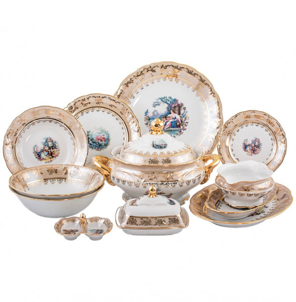 Столовый сервиз на 6 персон 27 предметов  Royal Czech Porcelain &quot;Фредерика /Барокко бежевое&quot; / 203601