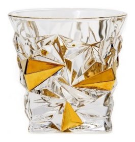 Стаканы для виски 350 мл 6 шт  Bohemia Jihlava &quot;Glacier /С золотом&quot; хрусталь Йиглава / 072041
