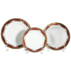 Набор тарелок 18 предметов (19, 22, 25 см)  Thun "Кристина /Лилии на красном" / 087702