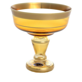 Конфетница 16 см н/н янтарная  Star Crystal &quot;Матовая полоса /золото&quot; SC / 132526