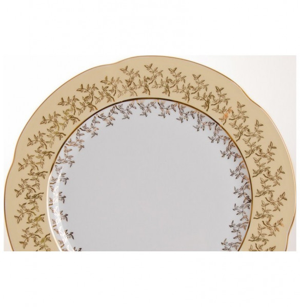 Набор тарелок 27 см 6 шт  Bavarian Porcelain &quot;Болеро /Золотые листики на бежевом&quot; / 043468