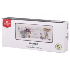 Блюдо 28 х 12 х 3 см прямоугольное  Agness &quot;Лавандовая весна&quot; / 268545