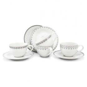 Набор чайных пар 200 мл 4 шт высокие  Leander &quot;Hyggelyne /Серый узор&quot; / 158504