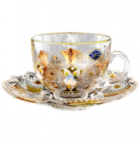 Набор чайных пар 250 мл 2 шт (4 предмета)  Jahami "Хрусталь с золотом" / 071366