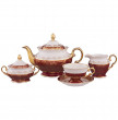 Чайный сервиз на 6 персон 15 предметов  Royal Czech Porcelain &quot;Фредерика /Красная /Золотые листики&quot; / 086869