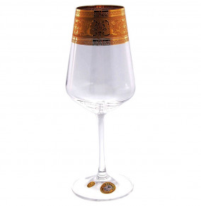 Бокалы для белого вина 250 мл 6 шт  Bohemia "Сандра /Золотая широкая лента" E-S / 151018