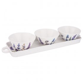 Набор салатников 10 см 3 предмета на подставке 37 х 10 см с ручкой  Bronco &quot;Лаванда&quot; / 254722