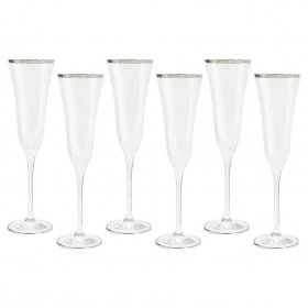 Бокалы для шампанского 175 мл 6 шт  Same Crystal &quot;Сабина /Отводка платина&quot; (подарочная упаковка) / 300258