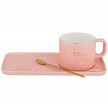 Чайная пара 200 мл с ложкой 3 предмета розовая  LEFARD &quot;Break time /Sweet love life&quot; / 206353