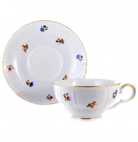 Набор чайных пар 160 мл 6 шт низкие  Bohemia Porcelan Moritz Zdekauer 1810 s.r.o. "Магнолия /Мелкие цветы" / 027391